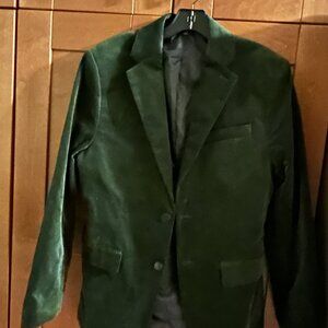 Banana Republic Mens Velvet Green Blazer Sz 436R Two Button Lined Formal Jacket